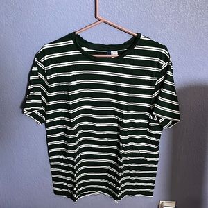 Stripped green and white t shirt size Large